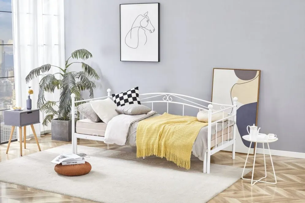 Łóżko metalowe ARIZA 180x200 białe wysuwane młodzieżowe  I sklep meblowy MIRAT.