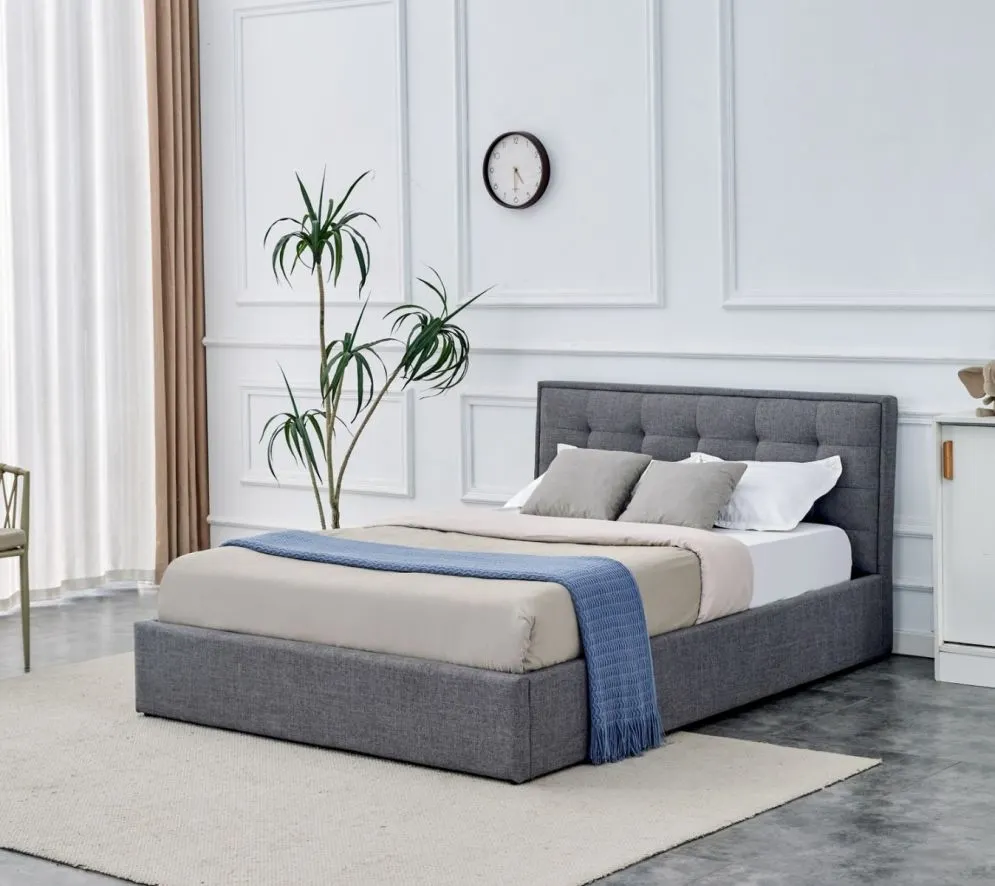 Łóżko PADVA 140x200 szare z pojemnikiem tapicerowane I sklep meblowy MIRAT.