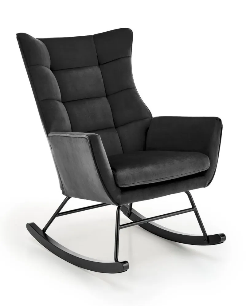 Fotel bujany BAZALTO VELVET czarny welurowy I sklep meblowy MIRAT.