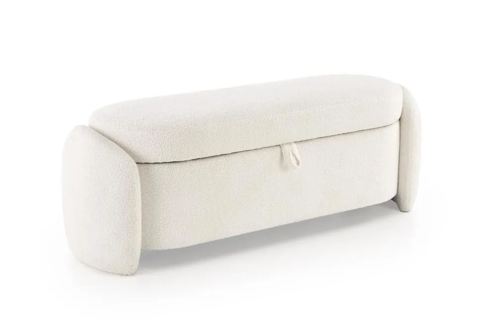 Ławka FICARIA kremowa z pojemnikiem boucle I sklep meblowy MIRAT. styl SKANDYNAWSKI