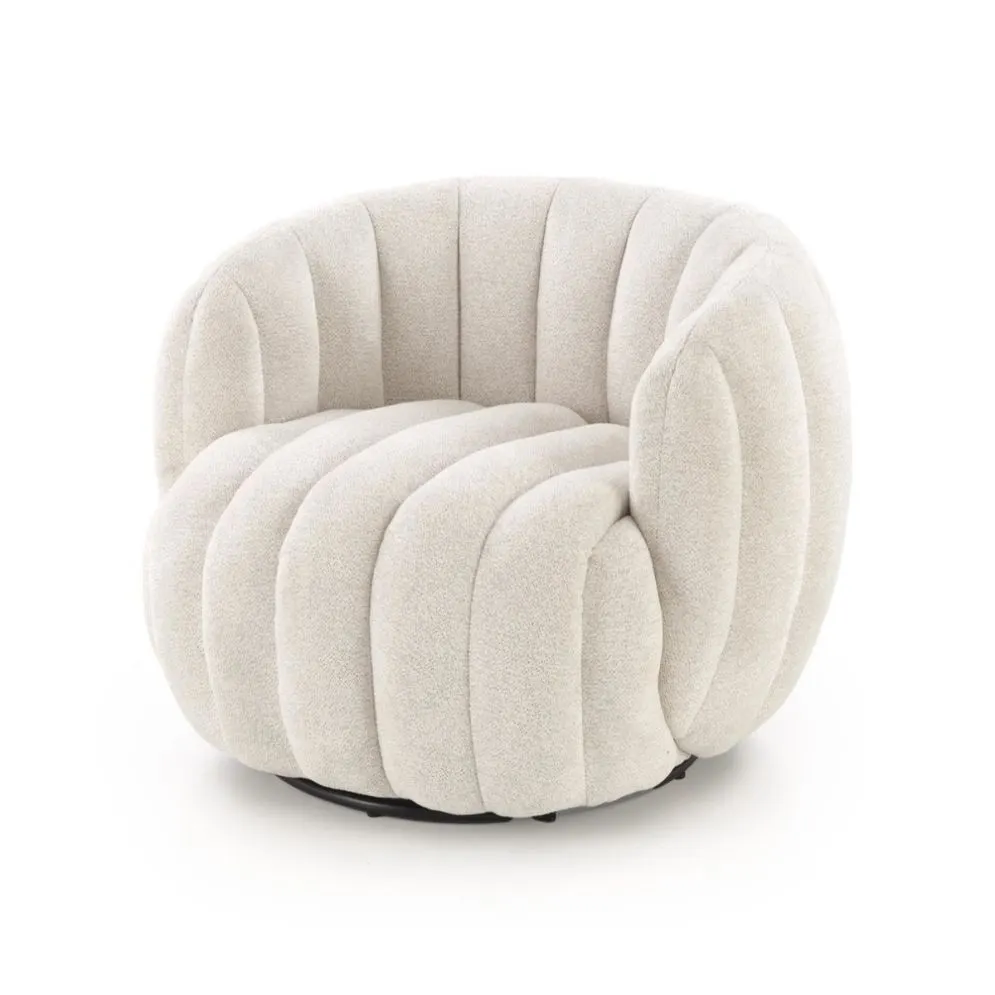 Fotel do salonu FRASER kremowy obracany w stylu japandi I sklep meblowy MIRAT.