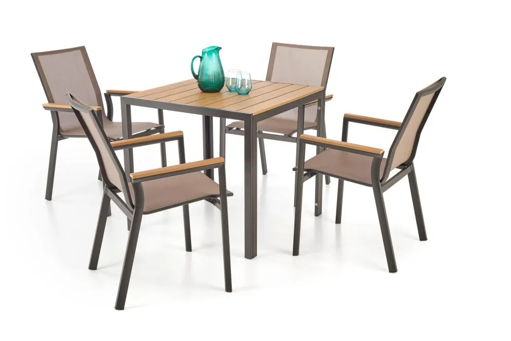 Stół ogrodowy FIERRO 80x80 brązowy/czarny aluminiowy I sklep meblowy MIRAT.