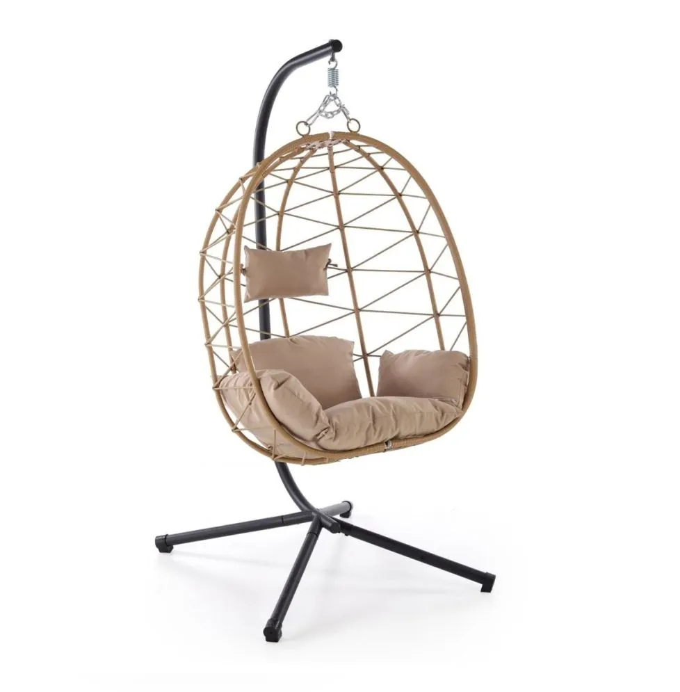 Fotel ogrodowy SNAKE beżowy wiszący rattanowy I sklep meblowy MIRAT.
