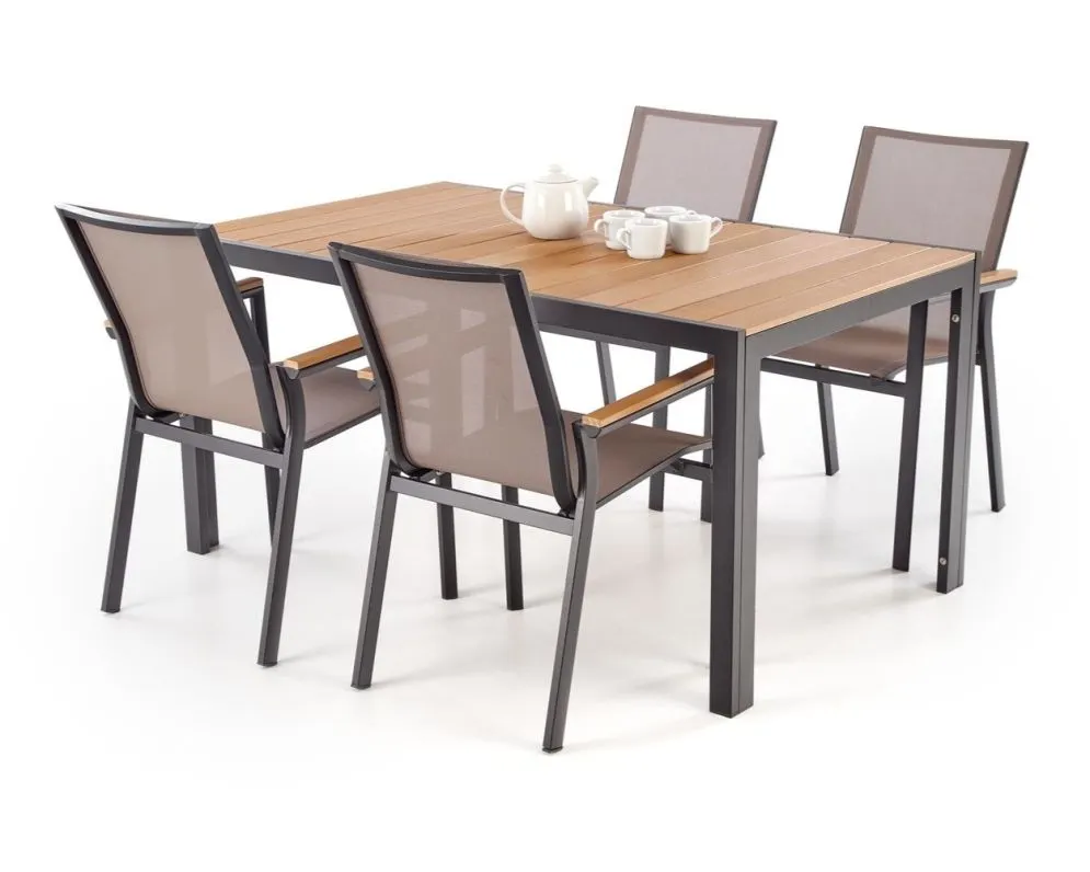 Prostokątny stół ogrodowy FIERRO 90x150 brązowy/czarny I sklep meblowy MIRAT.