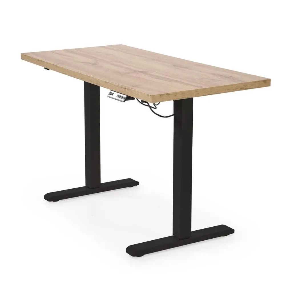 Metalowe biurko B54 120x60cm dąb artisan/czarne z regulacją wysokości I sklep meblowy MIRAT.