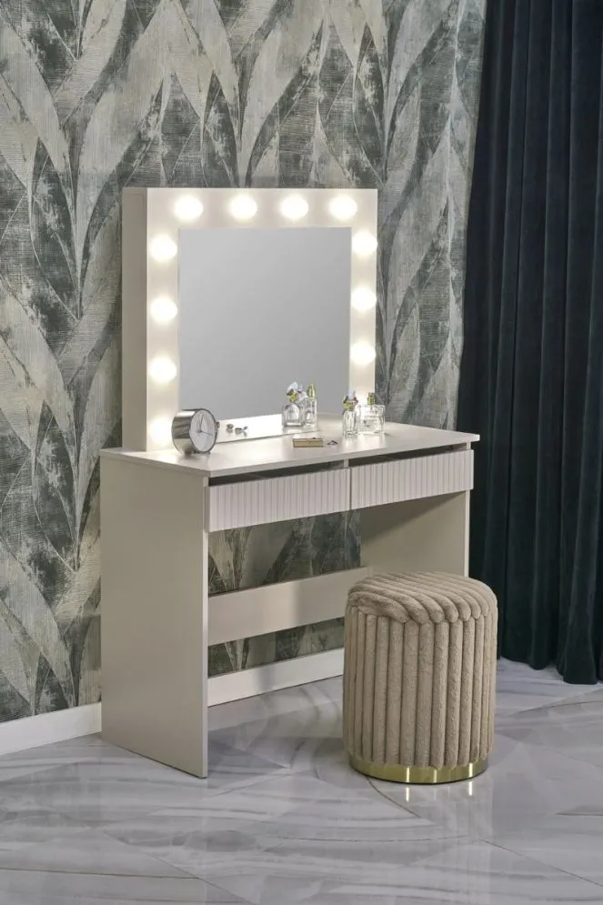 Toaletka HOLLYWOOD 2 kaszmirowa z lustrem I sklep meblowy MIRAT. styl RYFLOWANY