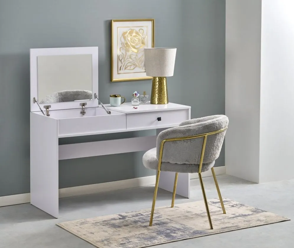 Toaletka MEGAN biała z lustrem i szufladą I sklep meblowy MIRAT.