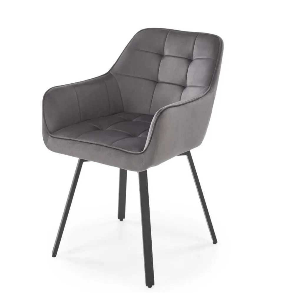 Krzesło tapicerowane K588 VELVET szare obracane pikowane I sklep meblowy MIRAT.