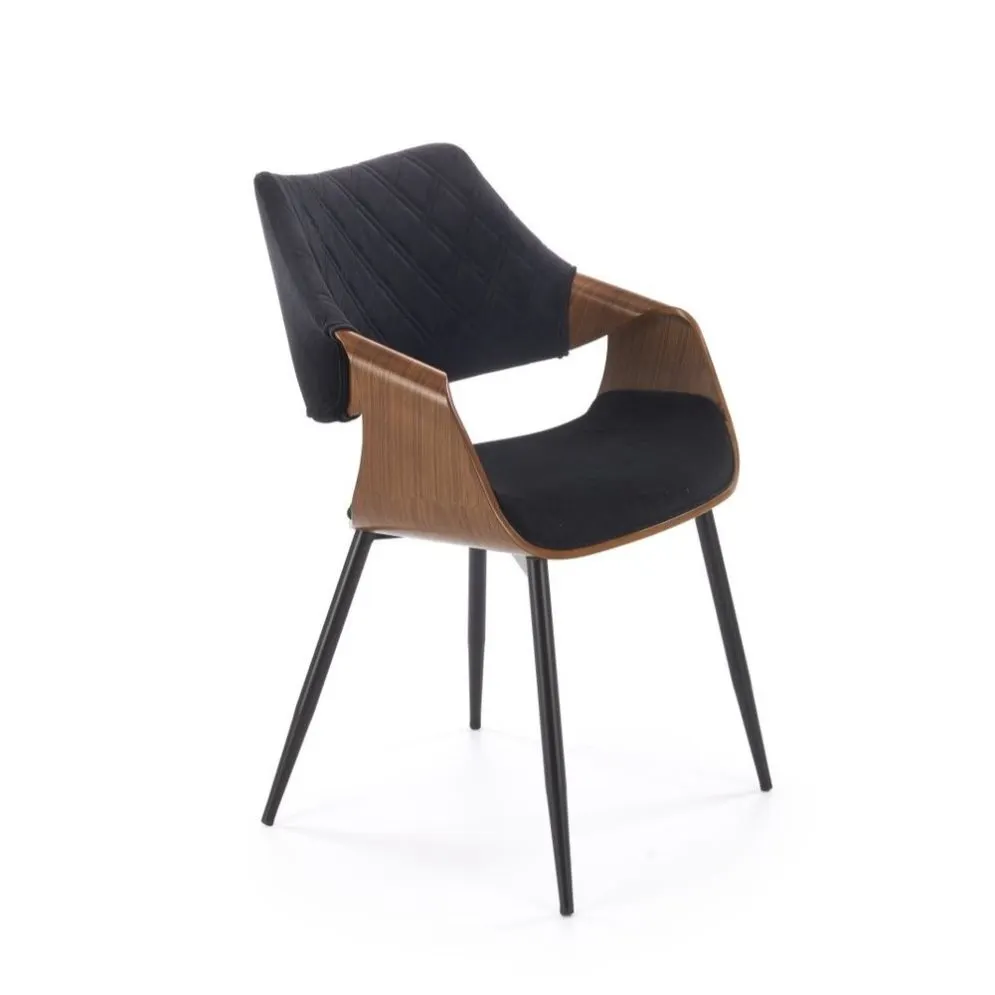 Krzesło tapicerowane K586 VELVET czarne/orzech welurowe I sklep meblowy MIRAT.