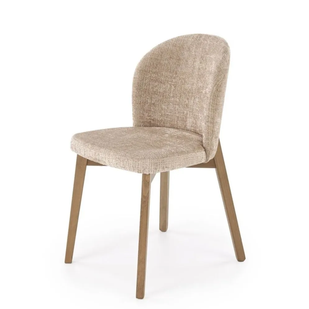 Solidne krzesło tapicerowane BASSO beżowe/jasny orzech I sklep meblowy MIRAT. styl SKANDYNAWSKI