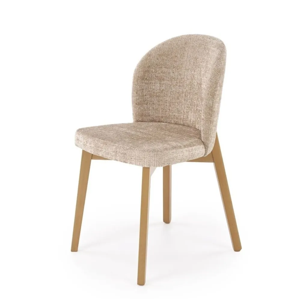 Drewniane krzesło tapicerowane BASSO beżowe/dąb naturalny I sklep meblowy MIRAT. styl SKANDYNAWSKI