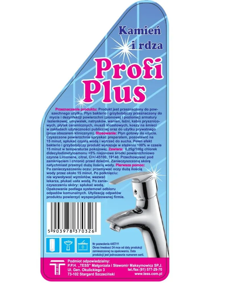 Skuteczny płyn do usuwania kamienia i rdzy PROFI PLUS 5L dezynfekujący I sklep meblowy MIRAT.