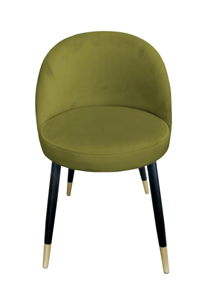 Krzesło TANEW BL VELVET GOLD oliwkowe na metalowych nogach | MIRAT. styl GLAMOUR