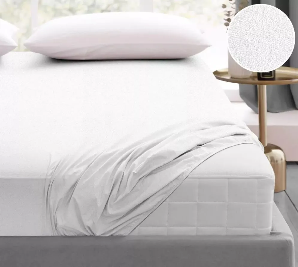 Prześcieradło frotte z gumką Bielbaw 120x200 białe ciepłe | MIRAT.