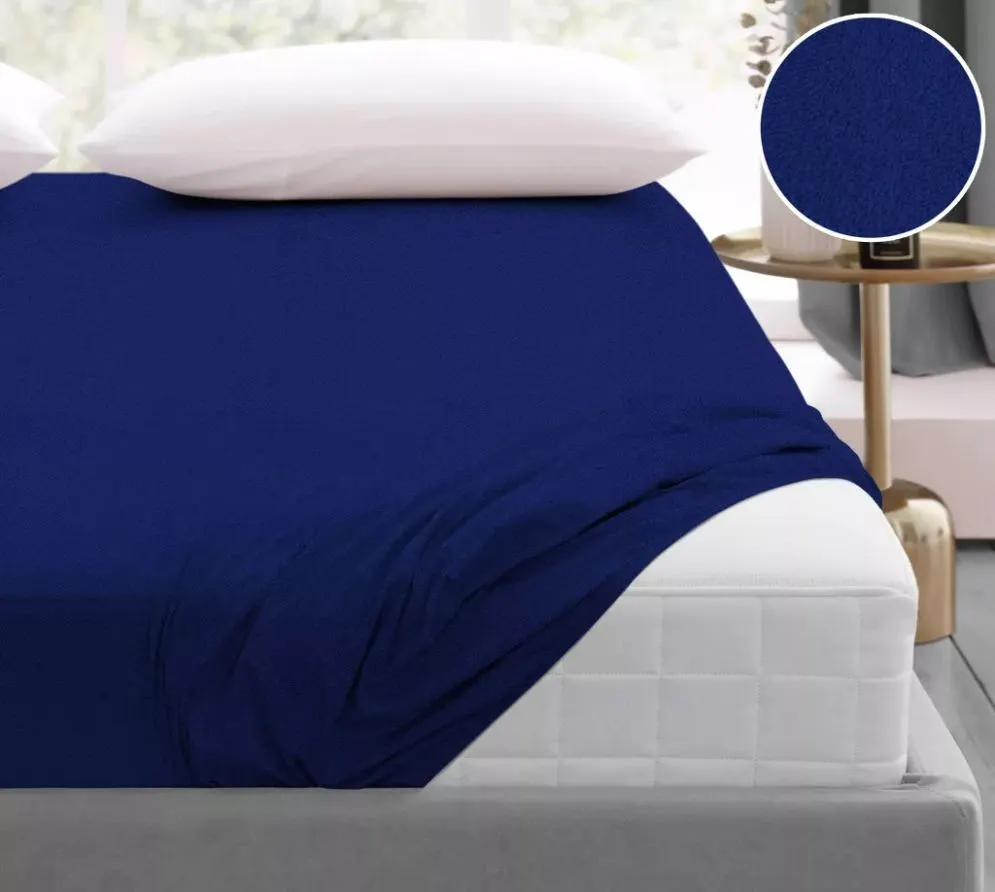 Prześcieradło z gumką frotte Bielbaw 140x200 granatowe GRENO | MIRAT.
