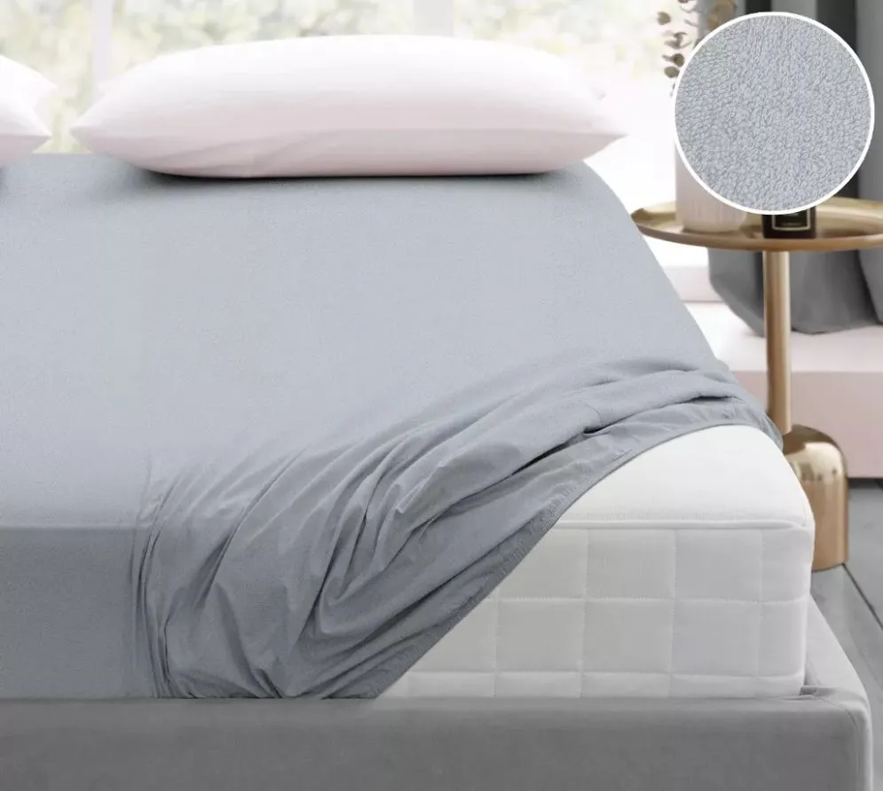 Prześcieradło frotte z gumką Bielbaw 100x200 popielate miękkie | MIRAT.