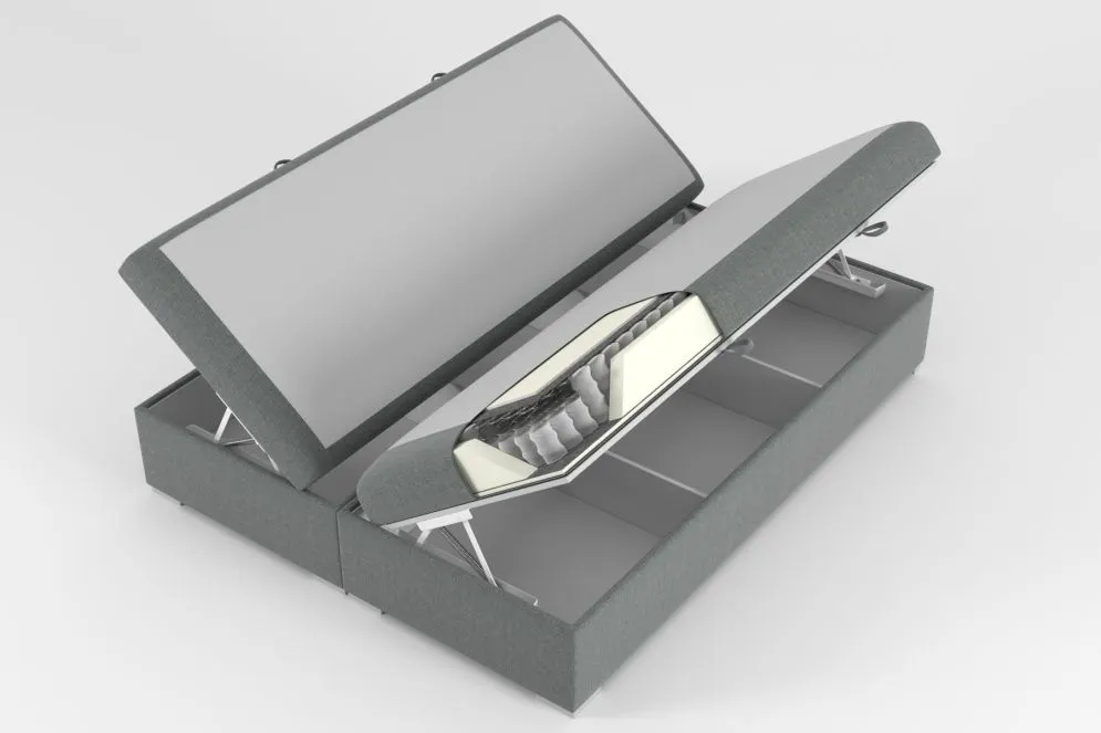 Łóżko kontynentalne EKSPRESJO 160 jasno szare velvet z pojemnikiem do sypialni | MIRAT. w stylu GLAMOUR kolekcja