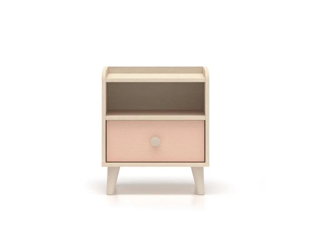 Szafka nocna dziecięca MEVEL różowa I sklep meblowy MIRAT. styl PASTELE kolekcja MEVEL