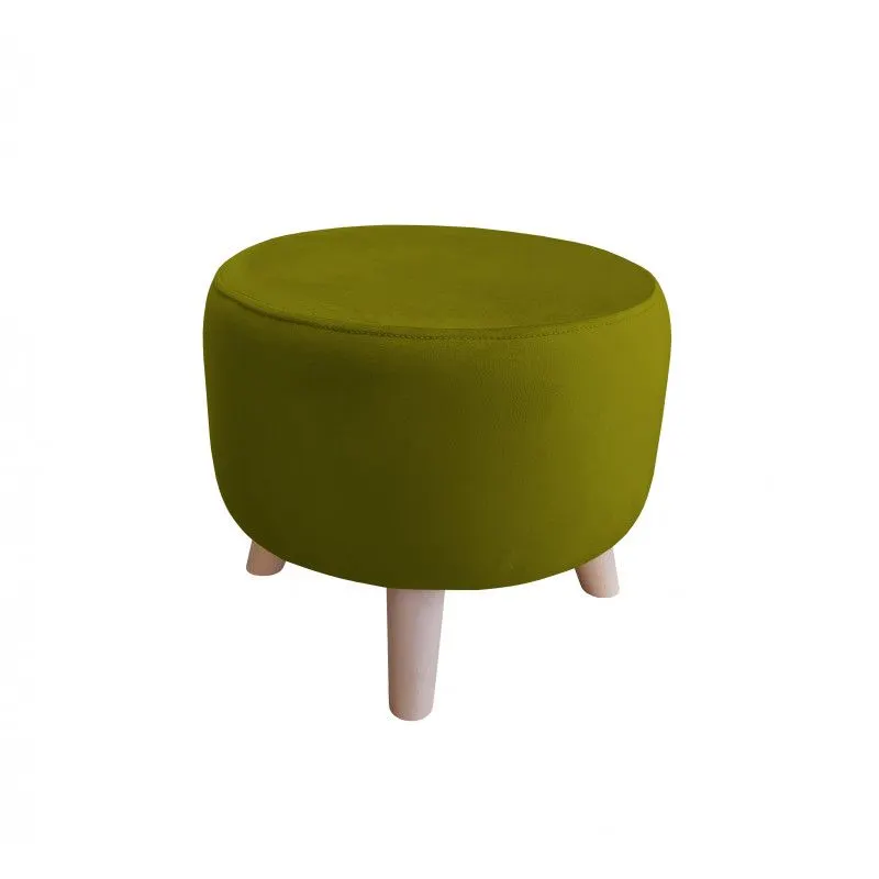 Pufa POLA BL75 oliwkowa/buk okrągła I sklep meblowy MIRAT. styl SKANDYNAWSKI