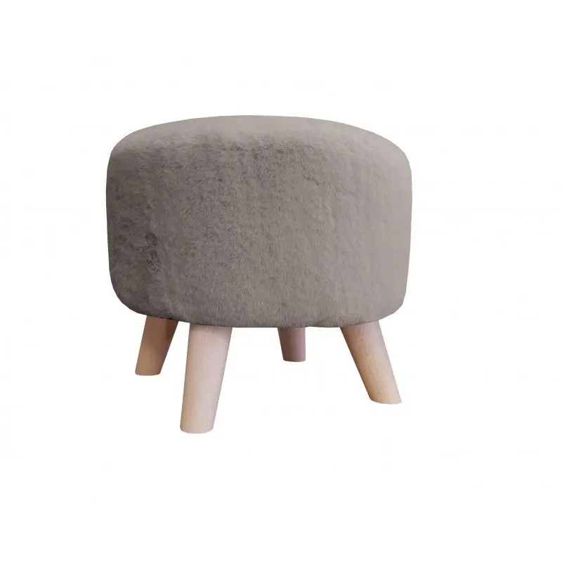 Pufa POLA BUNNY 05 ciemnoszara/buk okrągła I sklep meblowy MIRAT. styl SKANDYNAWSKI
