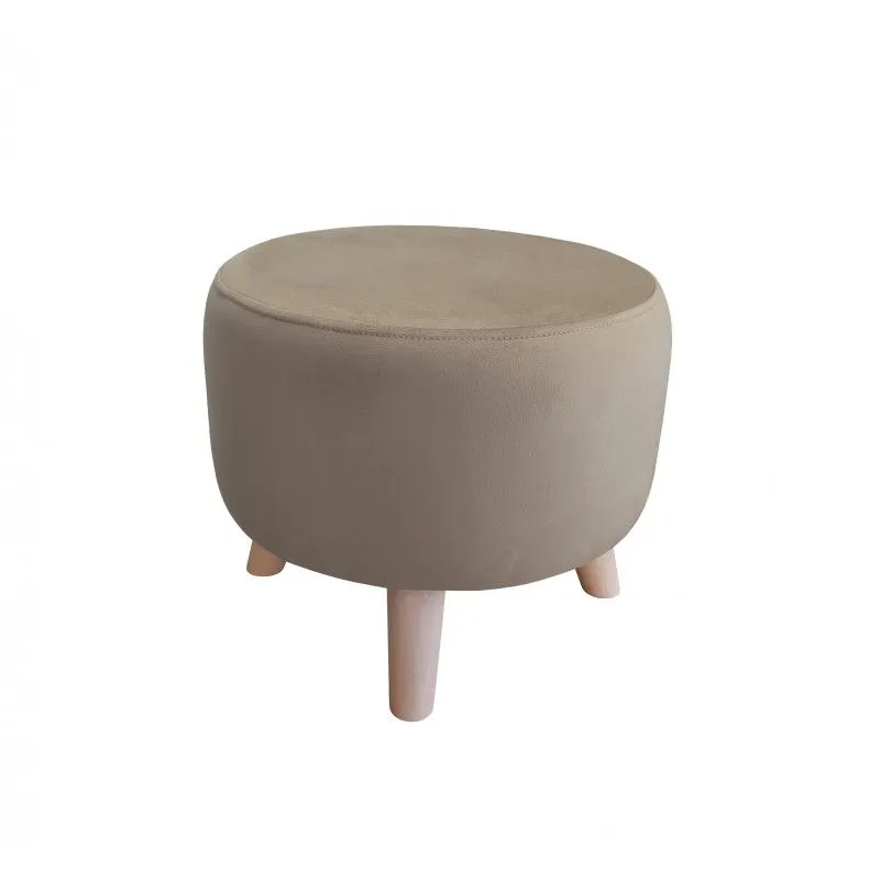 Pufa POLA MG09 szarobeżowa/buk okrągła I sklep meblowy MIRAT. styl SKANDYNAWSKI