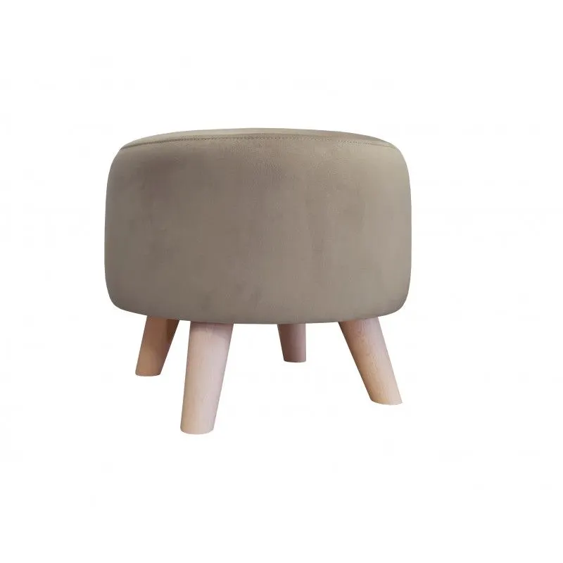 Pufa POLA MG09 szarobeżowa/buk okrągła I sklep meblowy MIRAT. styl SKANDYNAWSKI