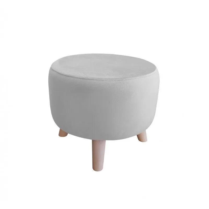 Pufa POLA MG39 jasnoszara/buk okrągła I sklep meblowy MIRAT. styl SKANDYNAWSKI