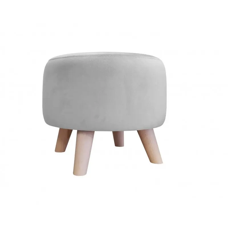 Pufa POLA MG39 jasnoszara/buk okrągła I sklep meblowy MIRAT. styl SKANDYNAWSKI