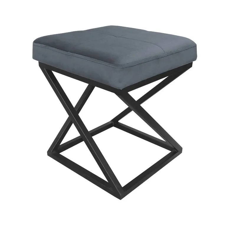 Pufa ZAZU 2 BL VELVET ciemnoszara na metalowym stelażu | MIRAT. styl LOFT