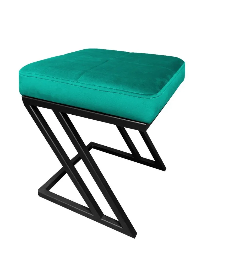 Pufa ZAZU MG VELVET morska na czarnej podstawie | MIRAT. w stylu LOFT kolekcja