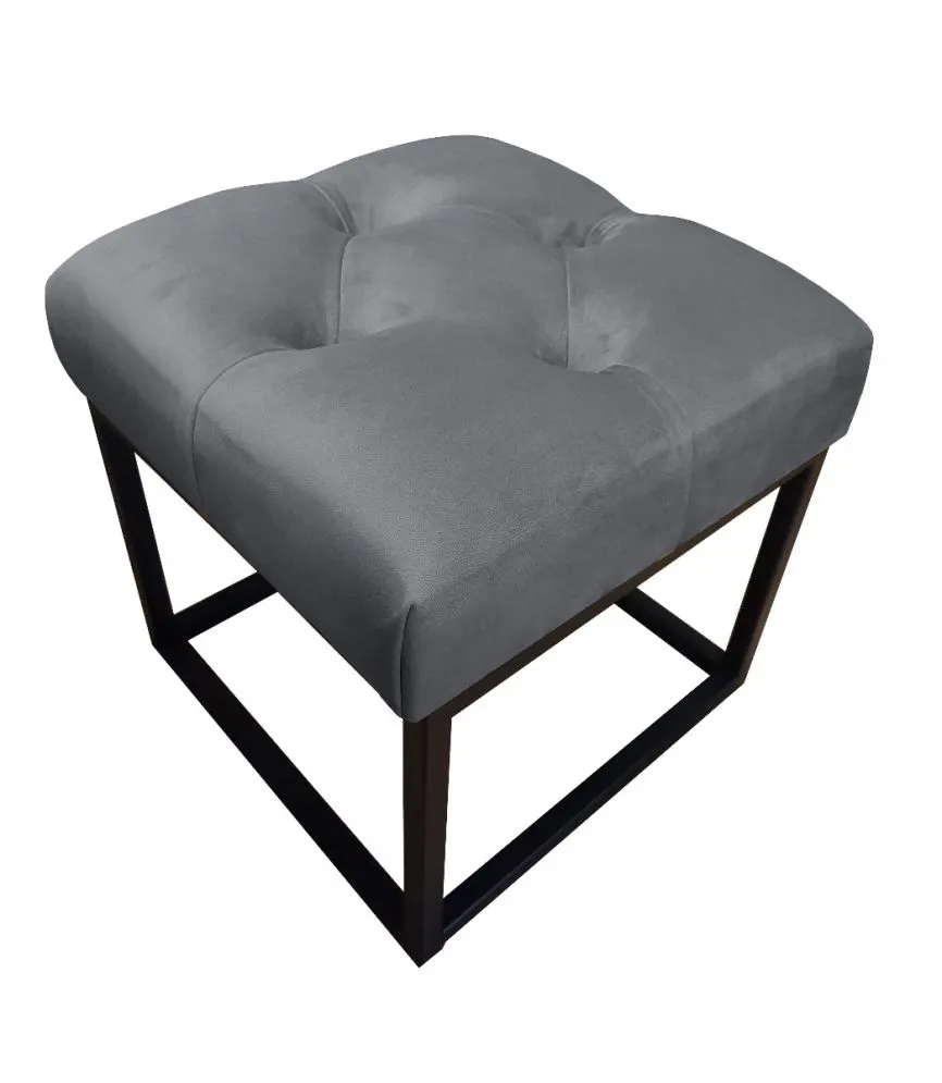Pufa CHARLIE BL VELVET ciemnoszara na metalowych nogach | MIRAT. w stylu GLAMOUR, LOFT kolekcja