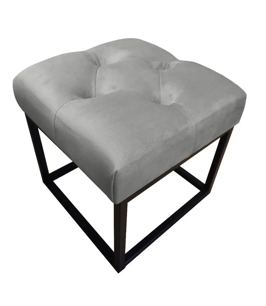 Pufa CHARLIE MG VELVET szara na metalowych nogach w stylu loft | MIRAT. w stylu GLAMOUR, LOFT kolekcja