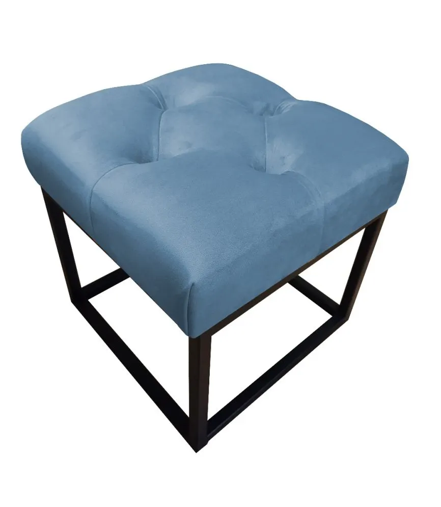 Pufa CHARLIE MG VELVET ciemnoniebieska pikowana na metalowych nogach | MIRAT. w stylu GLAMOUR, LOFT kolekcja