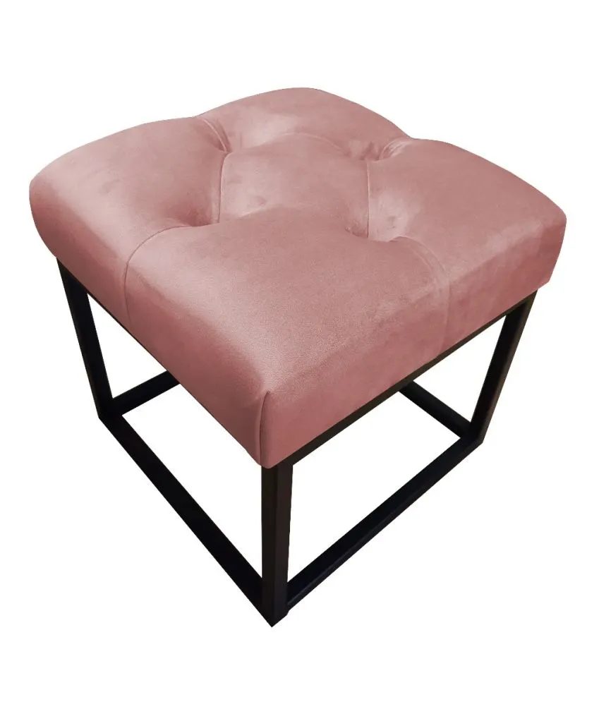 Pufa CHARLIE MG VELVET różowa pikowana do salonu | MIRAT. w stylu GLAMOUR, LOFT kolekcja