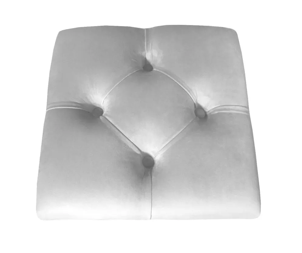 Pufa CHARLIE MG VELVET jasnoszara pikowana na metalowych nogach | MIRAT. w stylu GLAMOUR, LOFT kolekcja