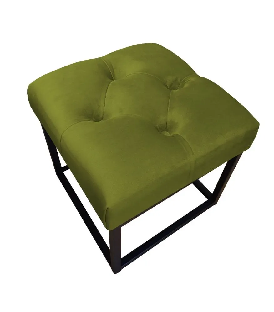 Pufa CHARLIE BL VELVET oliwkowa na metalowych nogach | MIRAT. w stylu GLAMOUR, LOFT kolekcja