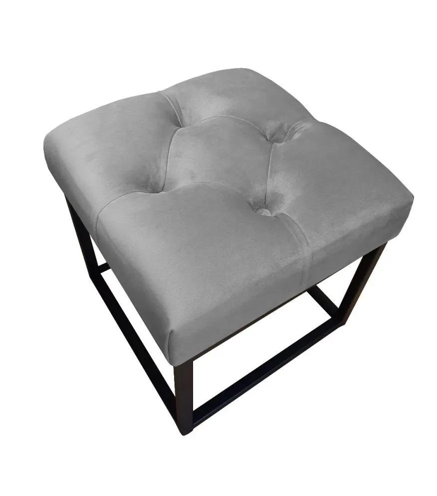 Pufa CHARLIE MG VELVET szara na metalowych nogach w stylu loft | MIRAT. w stylu GLAMOUR, LOFT kolekcja