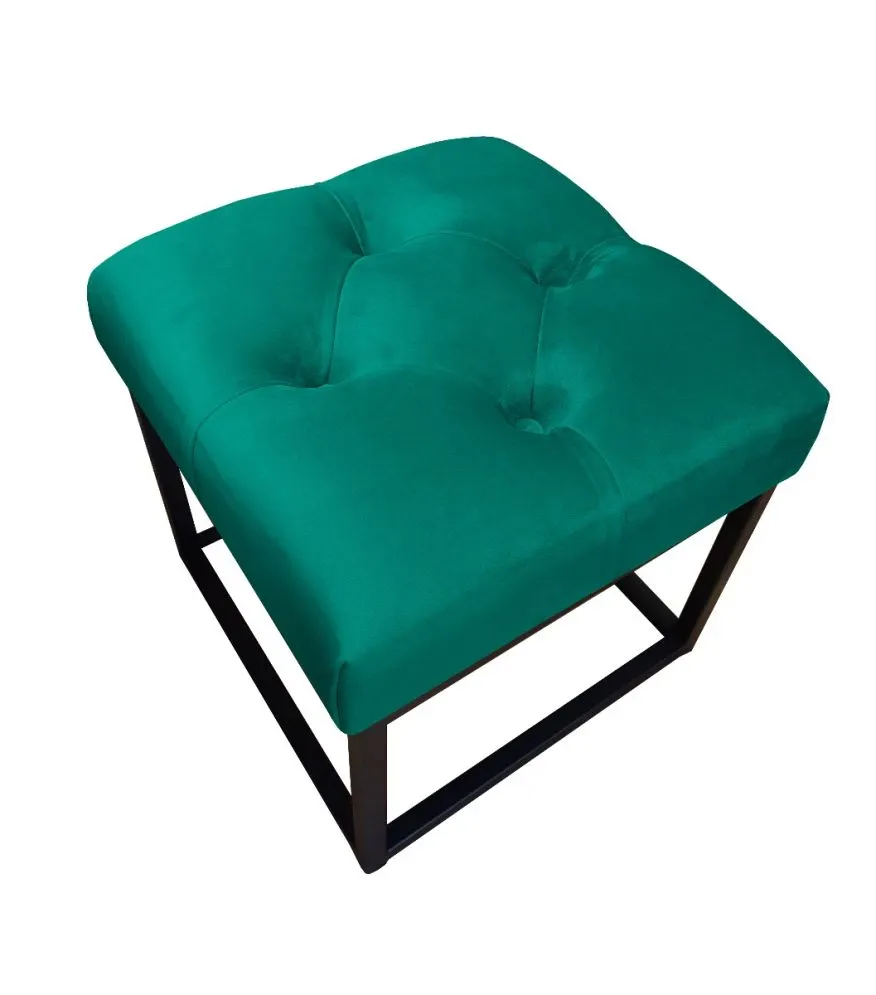 Pufa CHARLIE MG VELVET morska na metalowych nogach | MIRAT. w stylu GLAMOUR, LOFT kolekcja