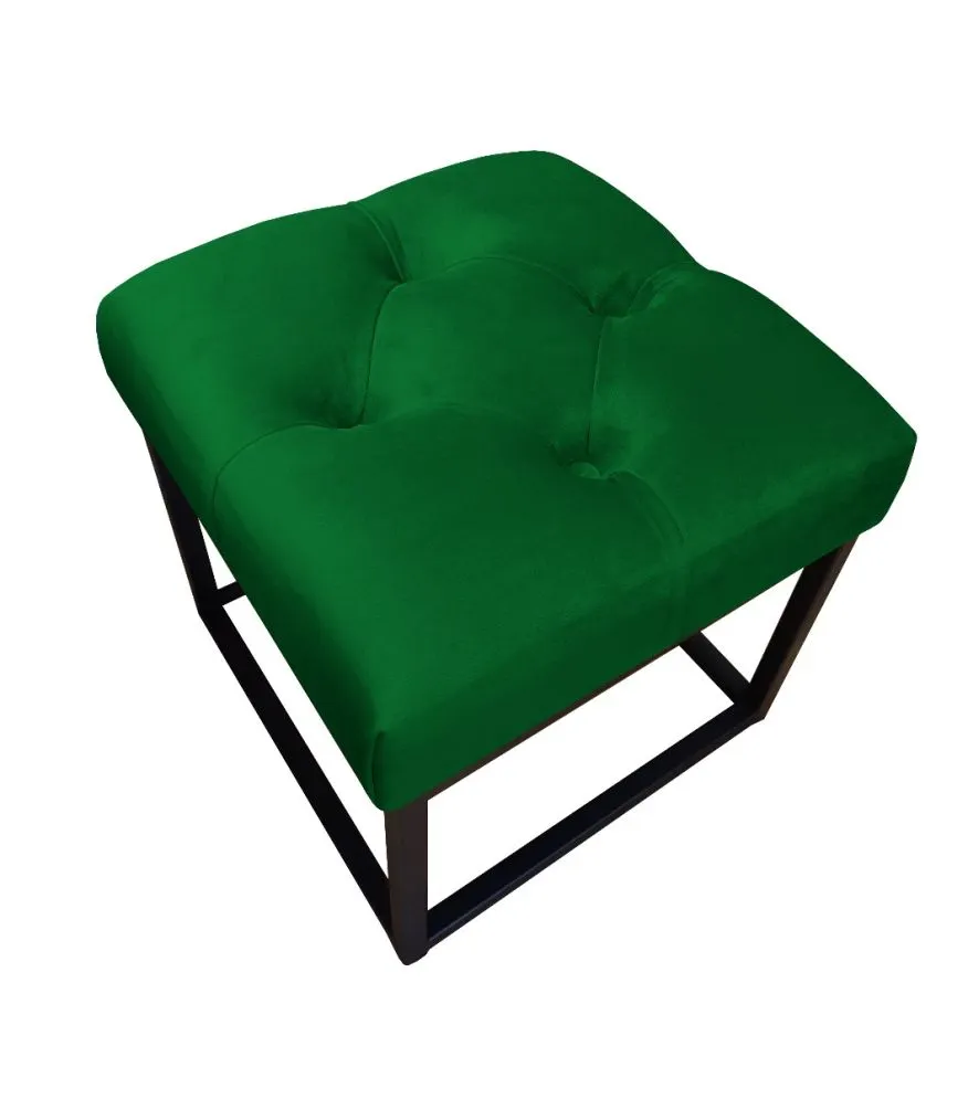 Pufa CHARLIE MG VELVET zielona na czarnym stelażu | MIRAT. w stylu GLAMOUR, LOFT kolekcja
