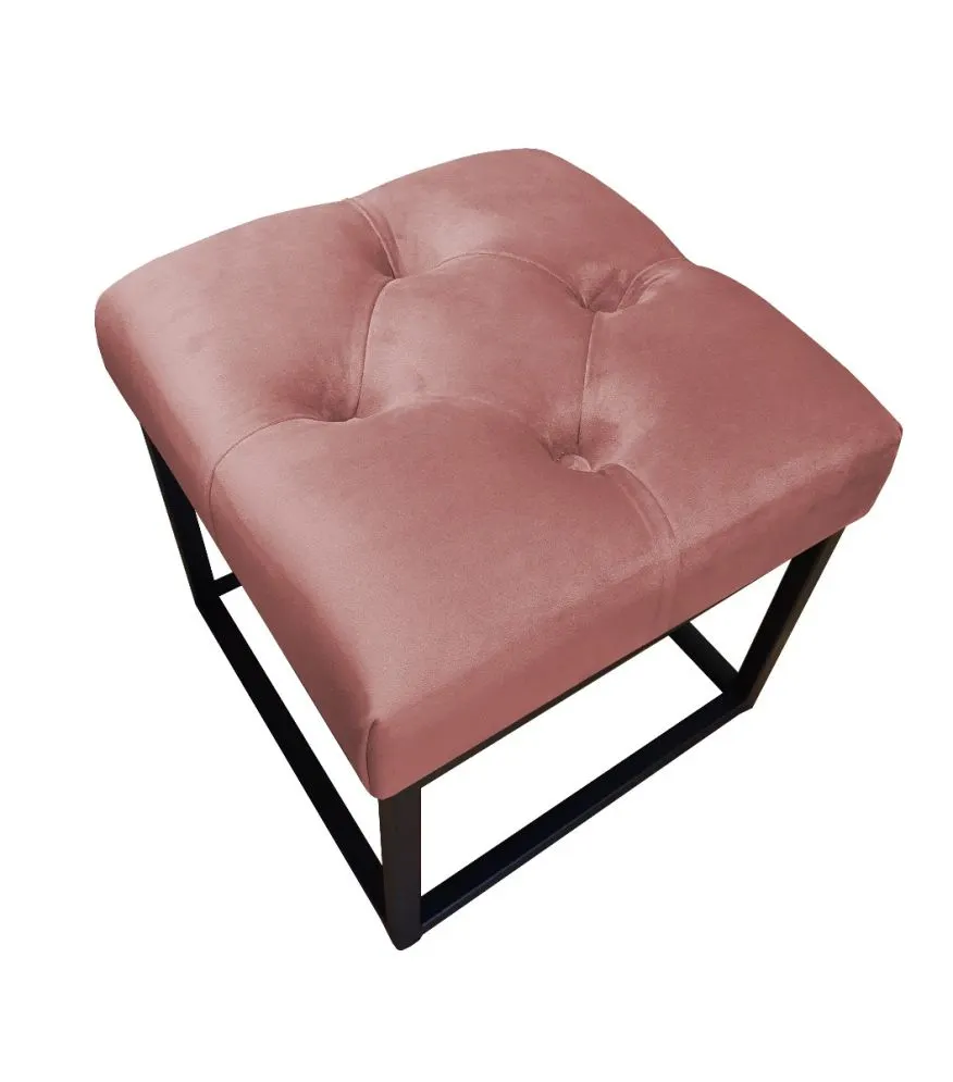 Pufa CHARLIE MG VELVET różowa pikowana do salonu | MIRAT. w stylu GLAMOUR, LOFT kolekcja