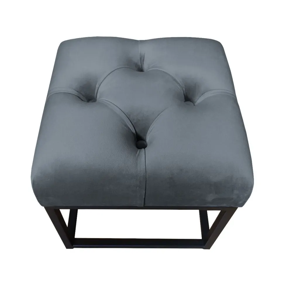 Pufa CHARLIE BL VELVET ciemnoszara na metalowych nogach | MIRAT. w stylu GLAMOUR, LOFT kolekcja