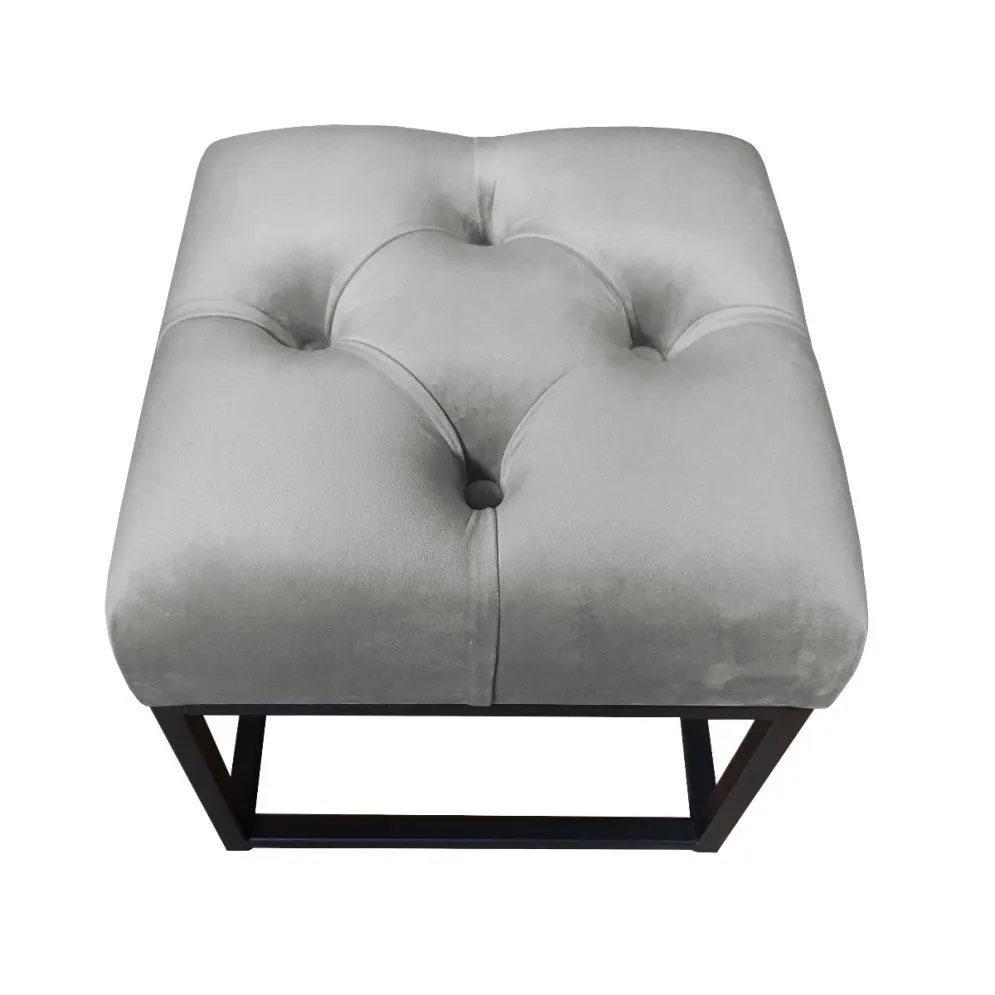 Pufa CHARLIE MG VELVET szara na metalowych nogach w stylu loft | MIRAT. w stylu GLAMOUR, LOFT kolekcja