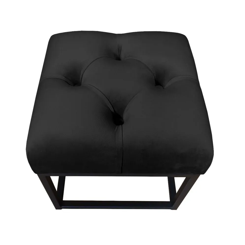 Pufa CHARLIE MG VELVET czarna designerska na metalowych nogach | MIRAT. w stylu GLAMOUR, LOFT kolekcja