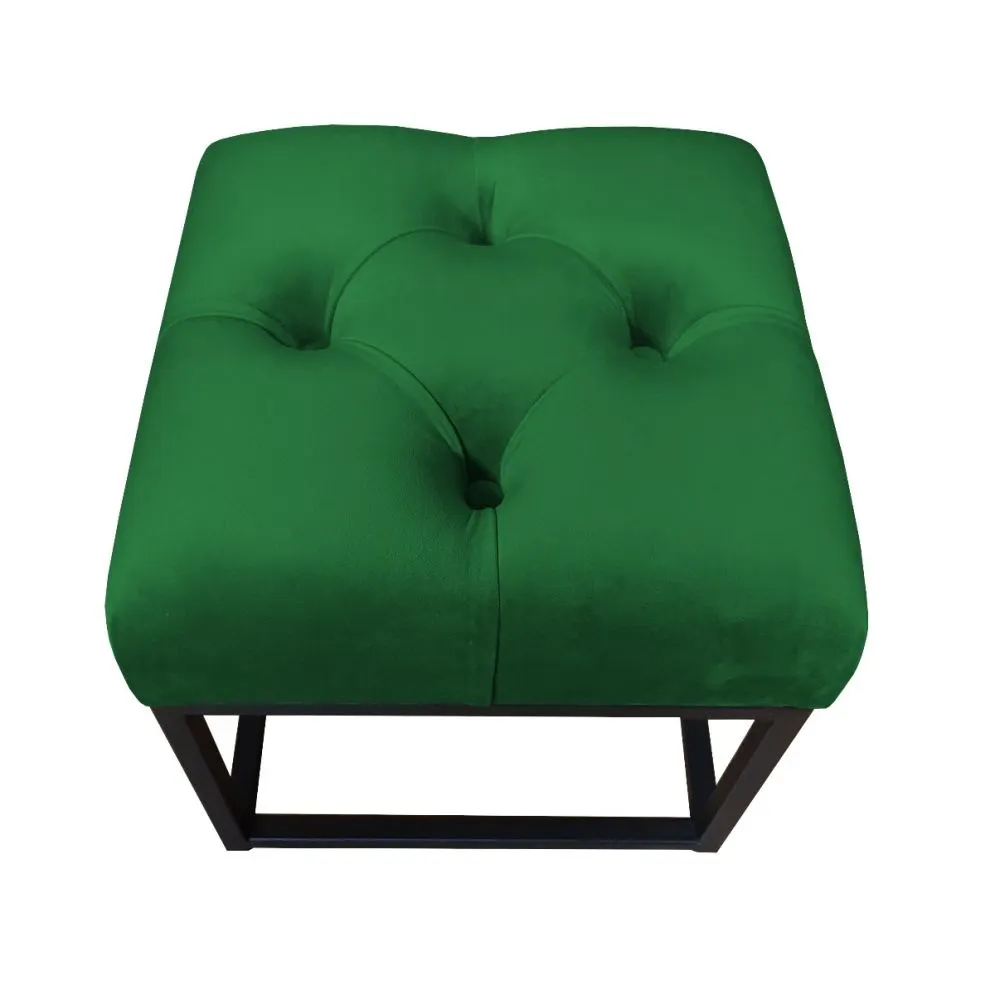 Pufa CHARLIE MG VELVET zielona na czarnym stelażu | MIRAT. w stylu GLAMOUR, LOFT kolekcja