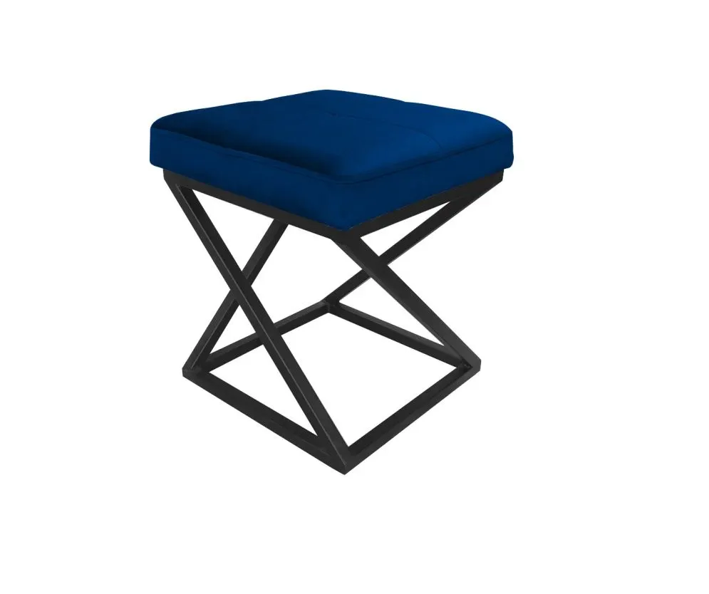 Pufa ZAZU 2 MG VELVET granatowa z przeszyciami tapicerowana aksamitem | MIRAT. styl LOFT