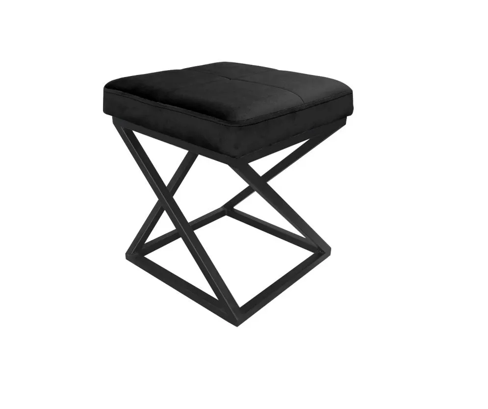 Pufa ZAZU 2 MG VELVET czarna designerska na metalowym stelażu | MIRAT. styl LOFT