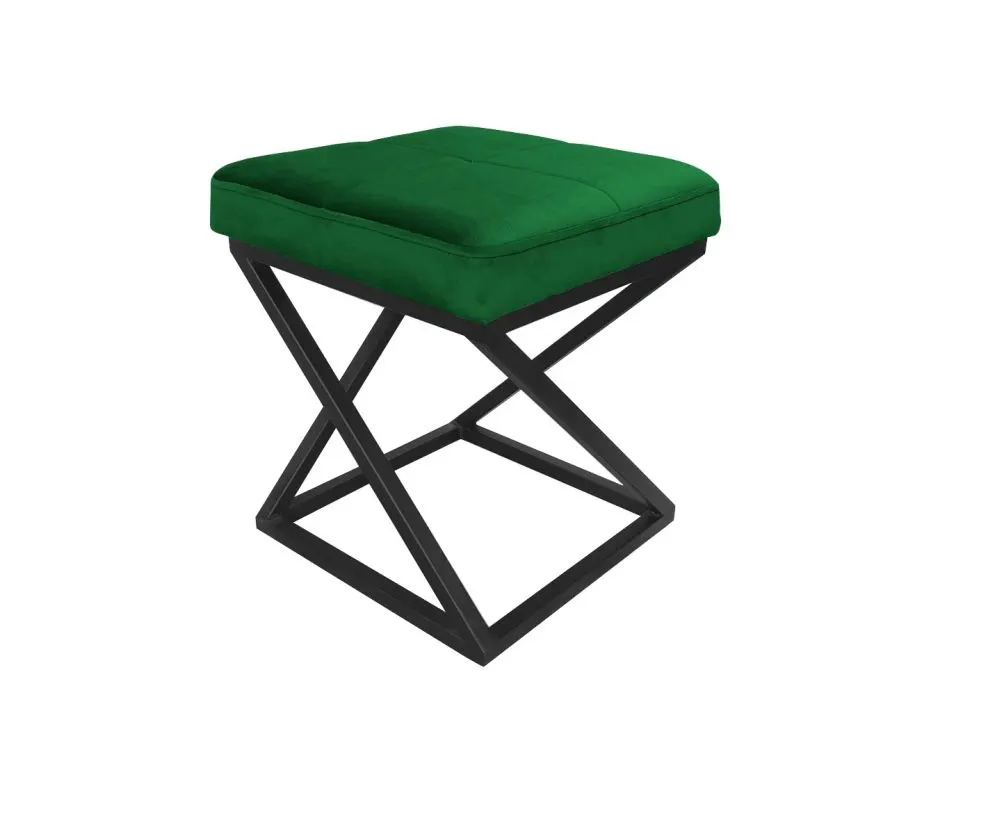 Pufa ZETA 2 MG VELVET zielona na czarnym stelażu | MIRAT. styl LOFT