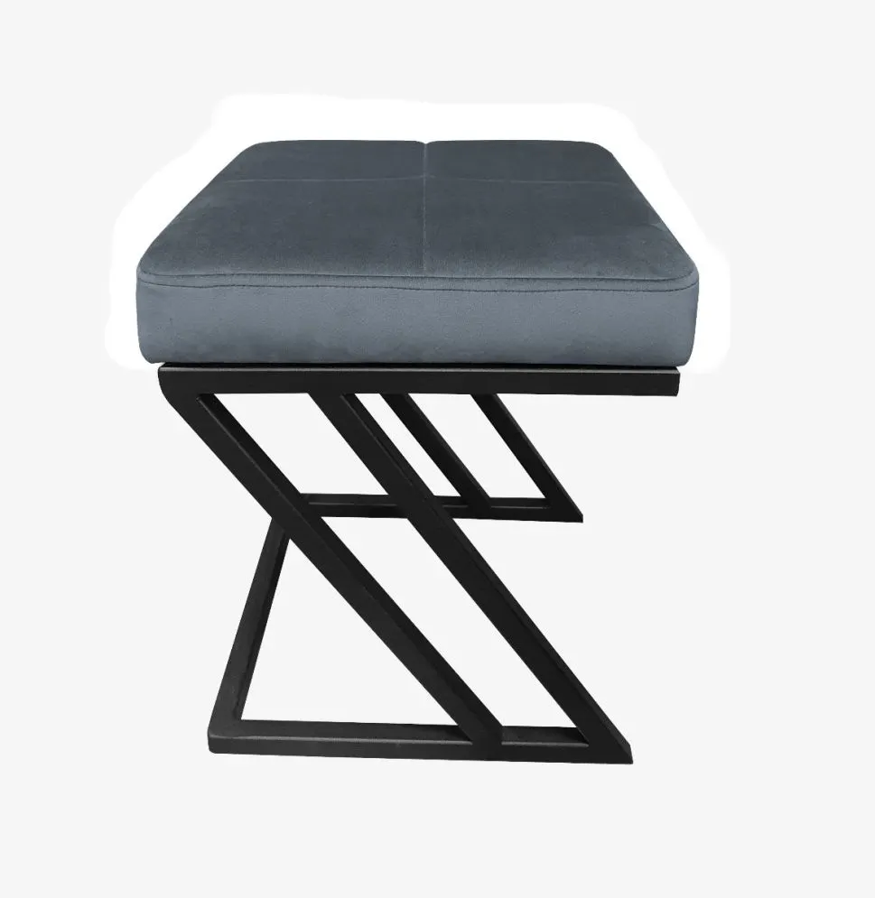 Pufa ZAZU BL VELVET ciemnoszara na stelażu w kształcie litery Z | MIRAT. w stylu LOFT kolekcja