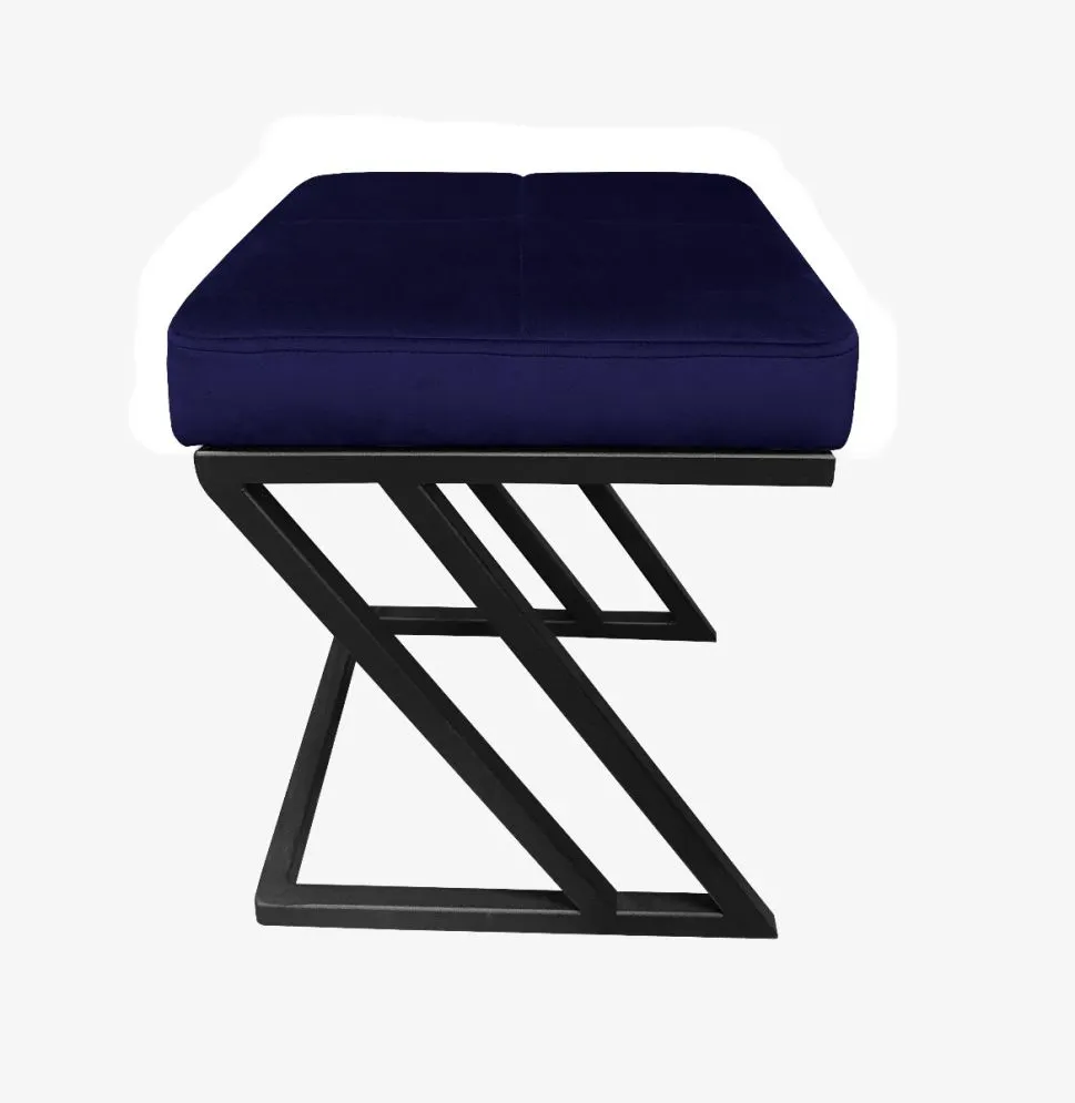 Pufa ZAZU MG VELVET granatowa z przeszyciami tapicerowana aksamitem | MIRAT. w stylu LOFT kolekcja