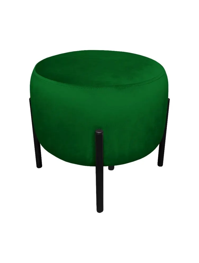 Pufa WILFRED MG VELVET zielona okrągła na metalowych nogach | MIRAT. styl GLAMOUR, LOFT